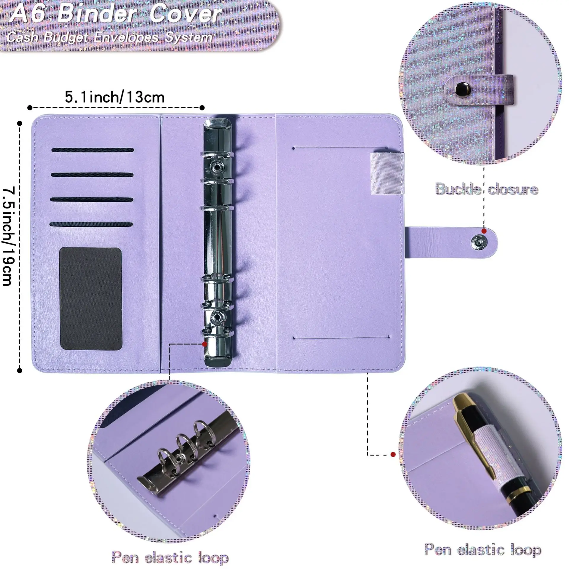 Orçamento Binder com dinheiro Envelopes, A6 Money Organizer, Sparkle Saving Envelopes, Orçamento