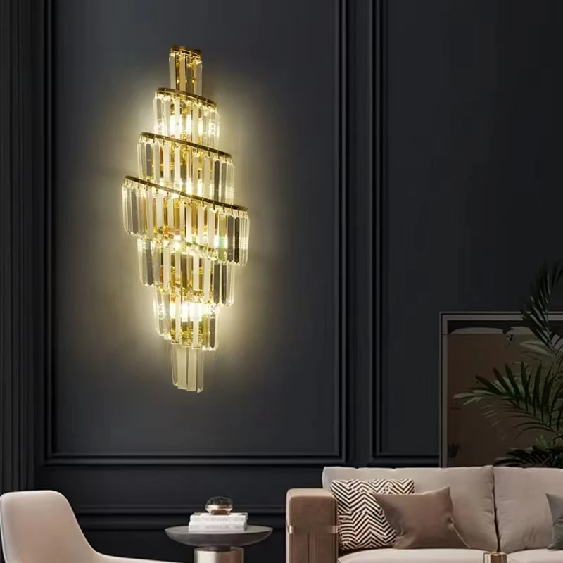 Modern Luxury Crystal Glass Led Wall Lamp Bedroom Bedside Corridor Aisle Living Room Background Study