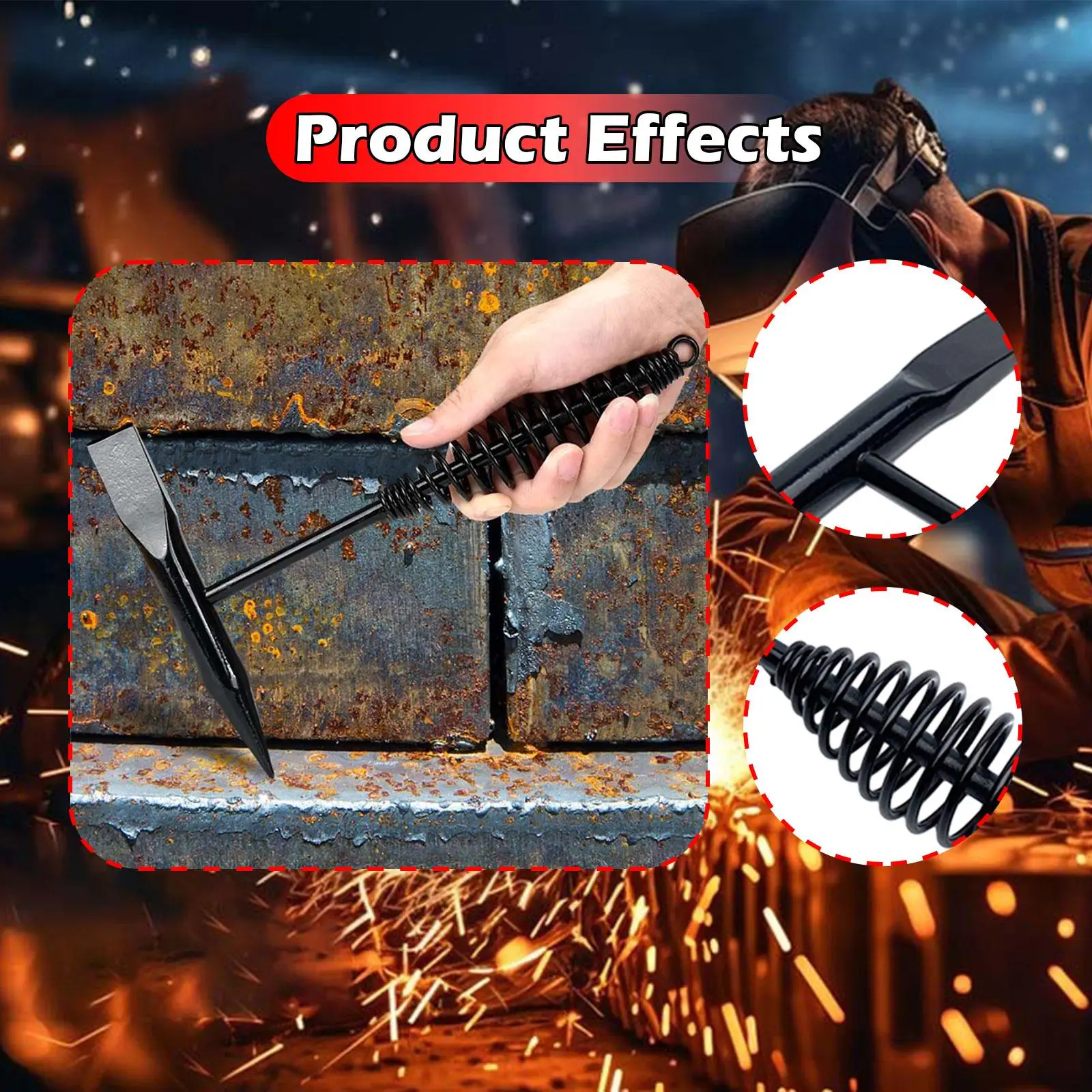 10.83inch Welding Chipping Hammer, Carbon Steel,Hanging Hole Welding Accessories for Mechanics, Garden Metal Workers