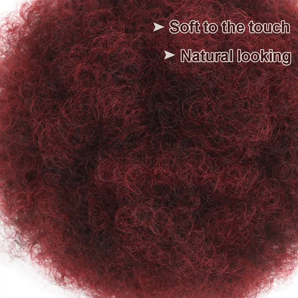 Syntetyczne Afro Puff przedłużenie kucyk dla czarnych kobiet krótkie perwersyjne, kręcone kucyk sznurek Afro Puff ściągane sznurek kucyk