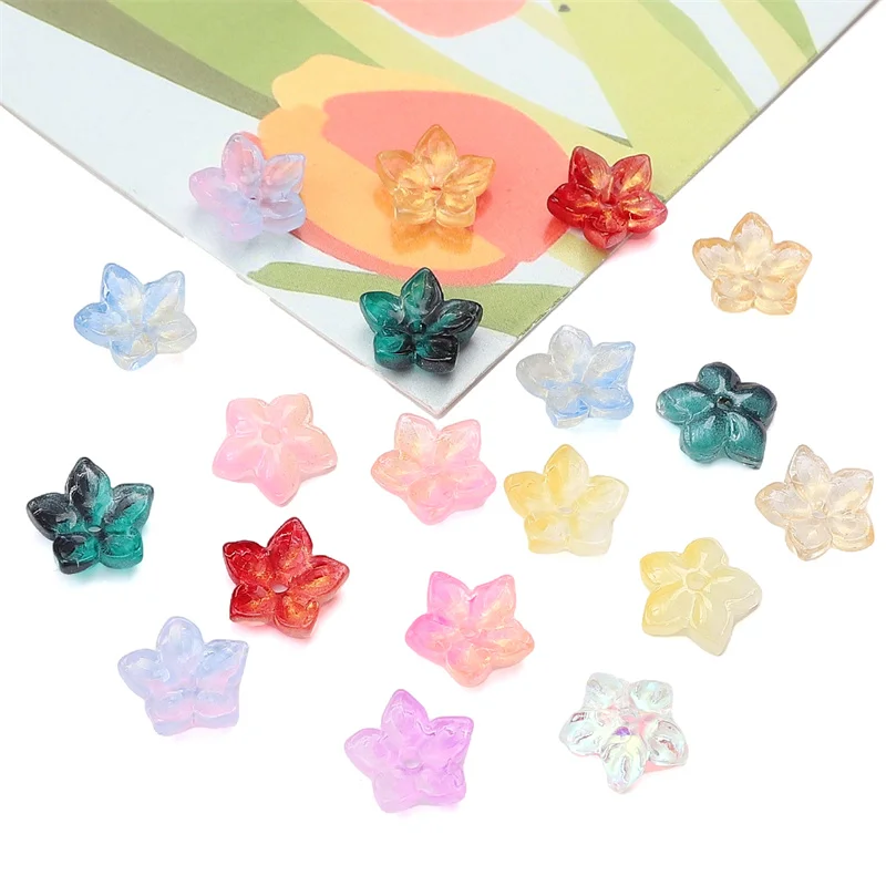 10pcs 13x12mm Handmade Glass Gradual Change Pointed Flower for Bracelet Necklace DIY Jewelry Making Accessories
