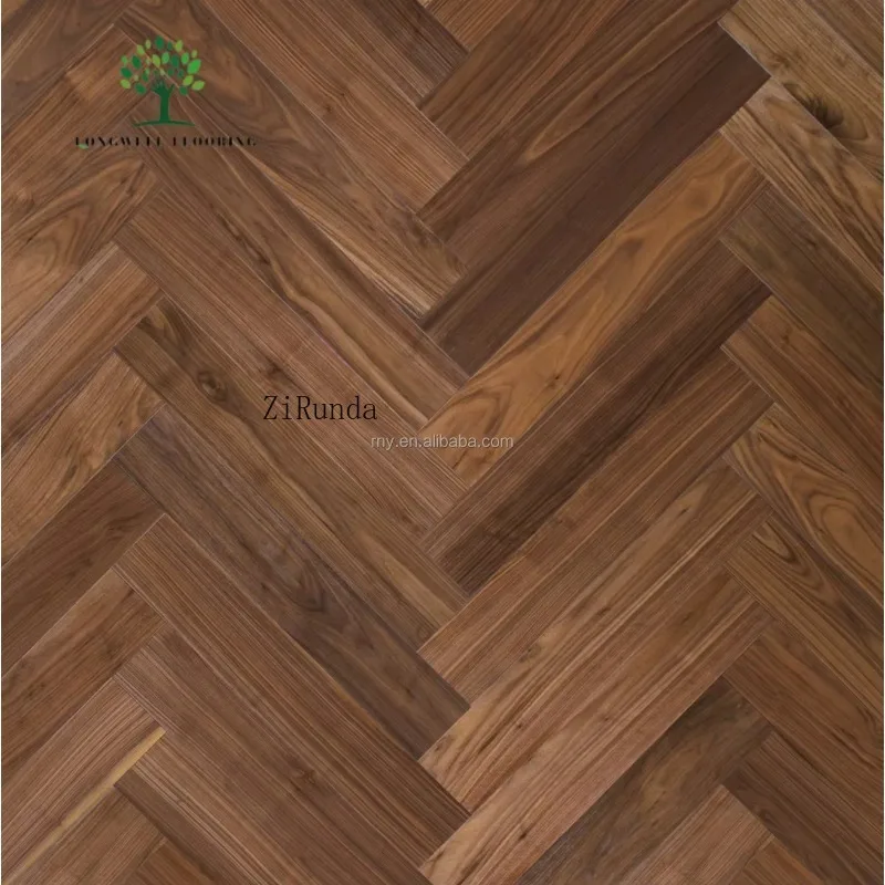 Customized version Black Walnut Brown Herringbone Engineering Parquet Zigzag Pattern Hardwood Floor