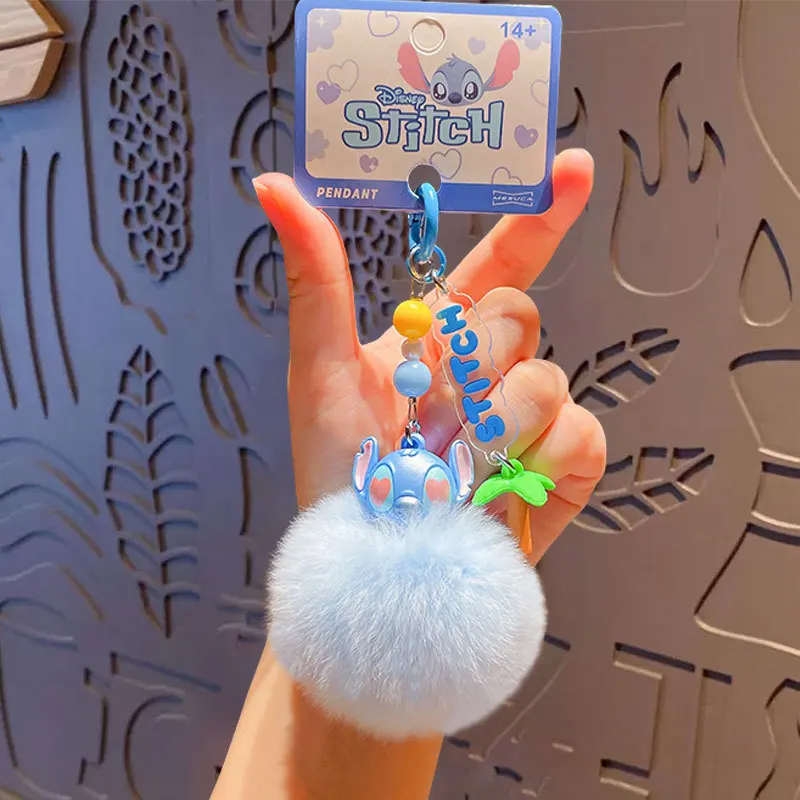 Cartoon Angie Stitch Big Hairball Keychain Cute Bag Pendant Car Key Chain Gift Fashion Simple Cute Pendant Accessories