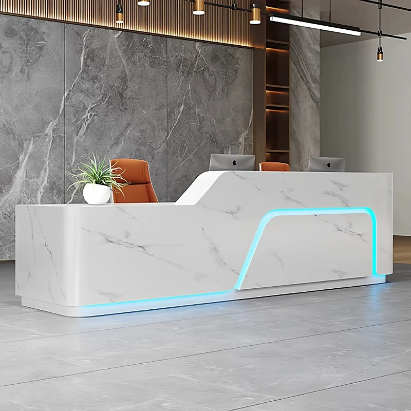 Company Modern Reception Desks Aesthetic Simple Minimalist Design Reception Desks Unique Luxury Mostrador Commercial Furniture
