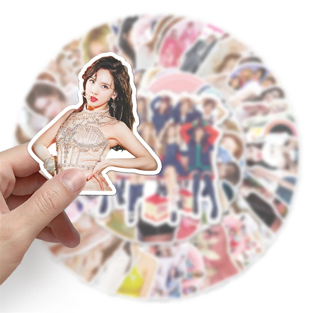 50PCS 인기 한국 걸 그룹 Twice 성격 스티커 수하물 노트북 IPad 선물 저널 방수 스티커