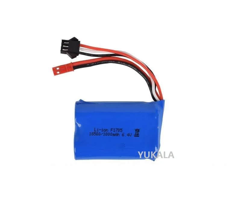 6.4v 1000mAh 15C 18500 akumulator litowo-jonowy wtyczka JST/6.4V ładowarka USB do wltoys A303 A313 A323 A333 1/12 szybki części do samochodów