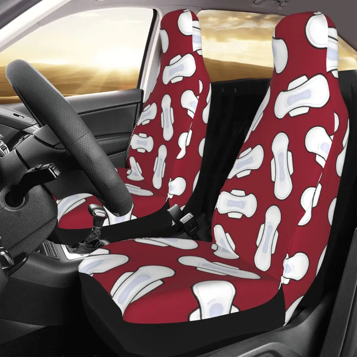 

Pads, Sanitary Napkins - Period. Bloody Red Car Seat Cover Custom Printing Universal Front Protector Accessories Cushion Set