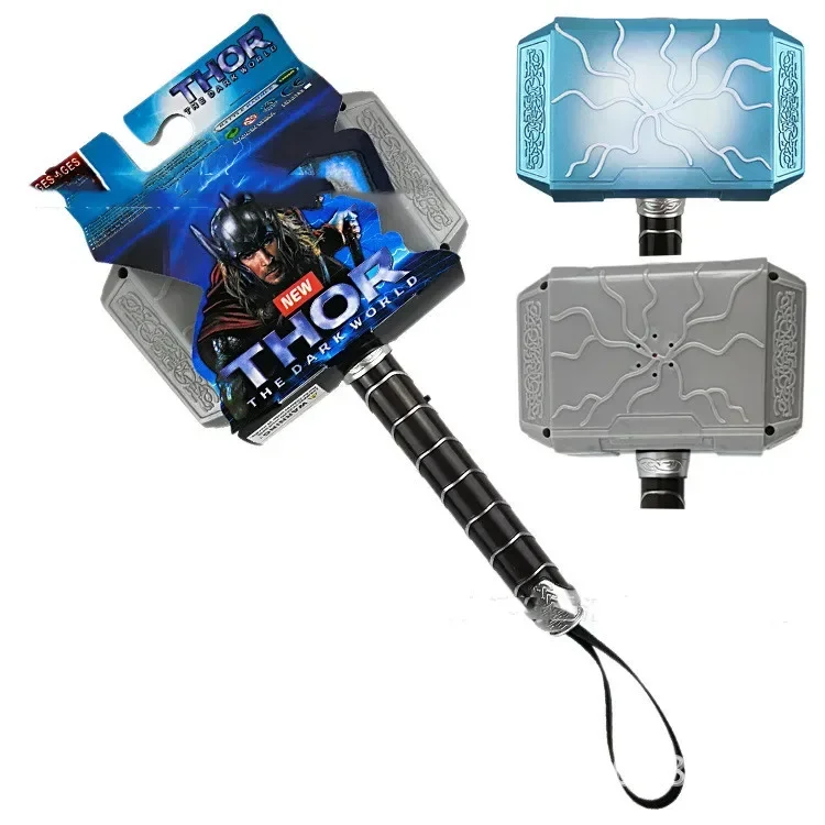 Disney Avengers Thor Hammer Anime Figures LED Light Sound Storm Breaker Axe Electronic Toys Cartoon Cosplay Kids Birtday Gift