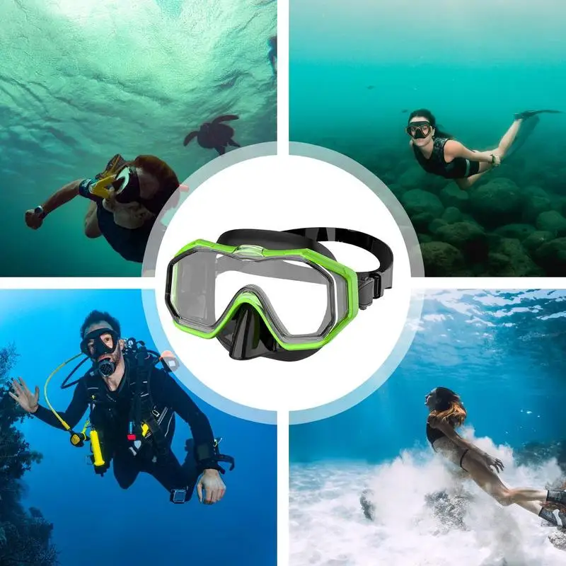 Swim Goggles With Nose Cover Clear Tempered Glass Snorkel Goggles Anti-Fog Snorkeling Gear Pool Goggles Waterproof Kids Adult