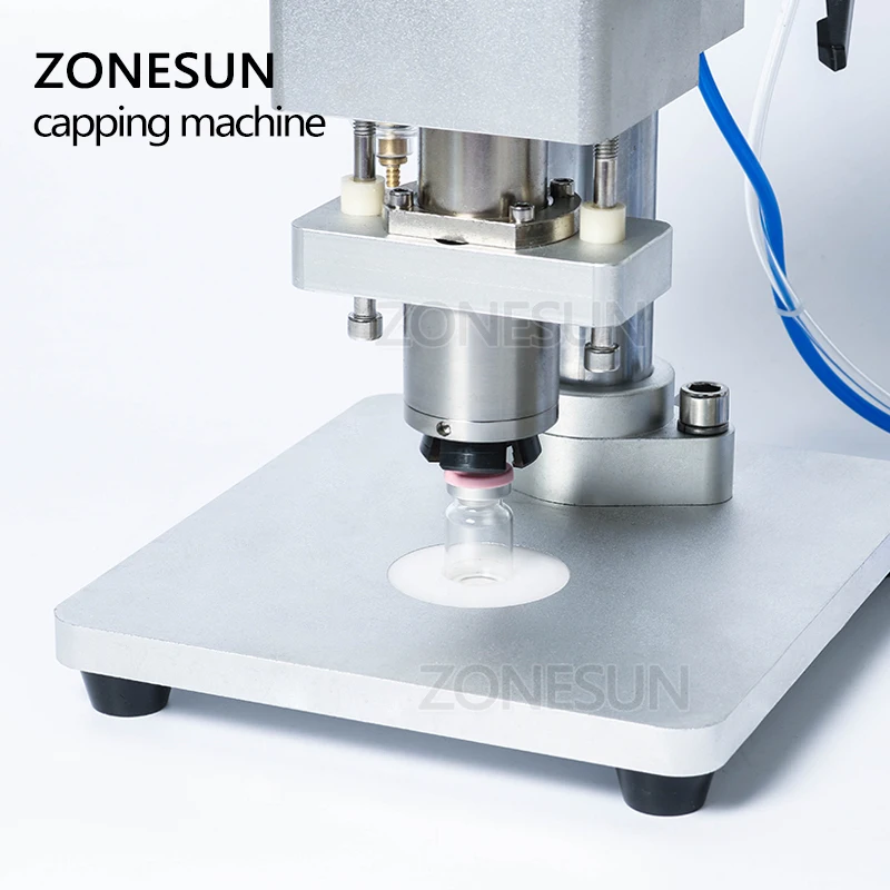 ZONESUN Pneumatic Capping Machine Liquid Solution Bottle Aluminum Metal Plastic Vial Capper Crimper