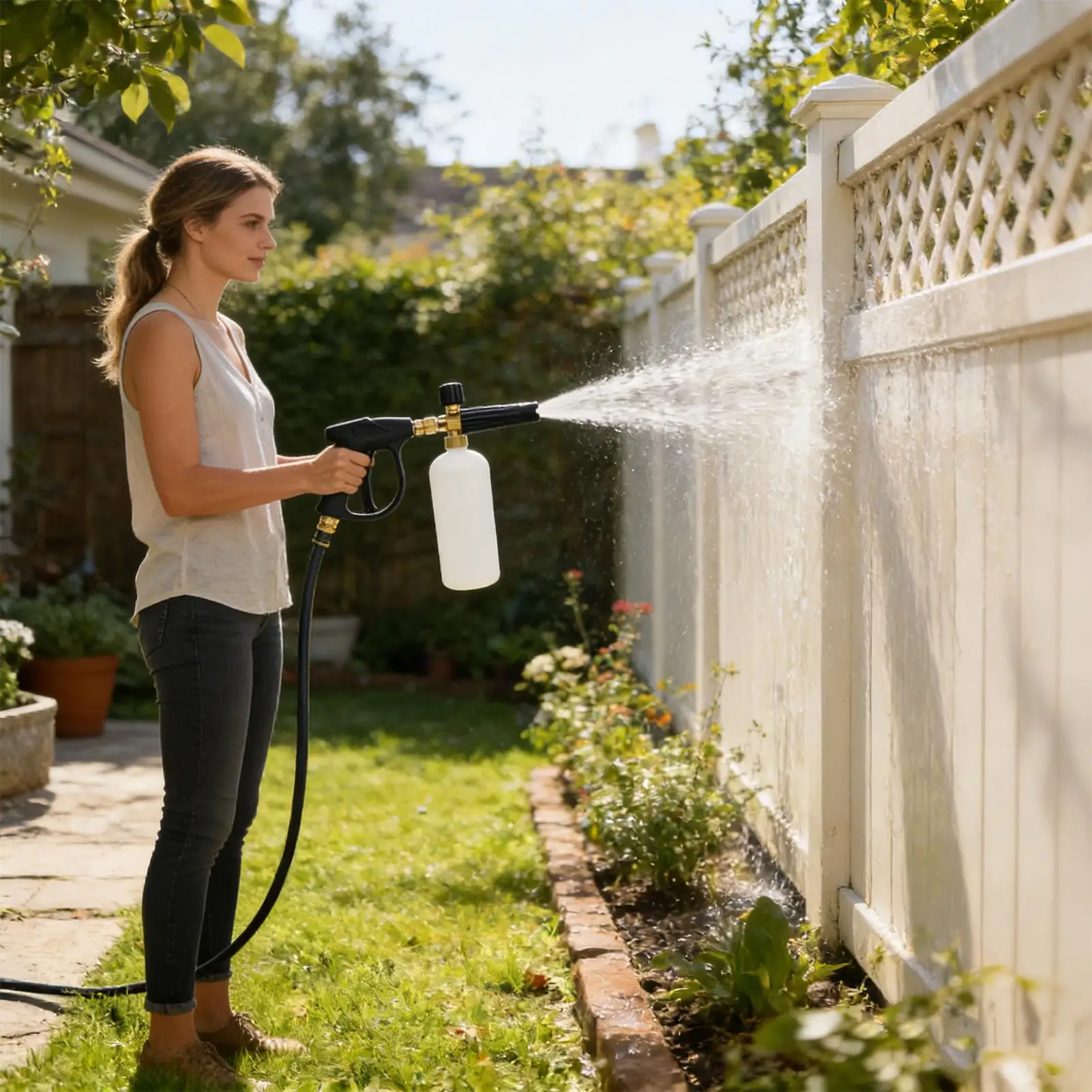 

Беспроводная портативная мойка высокого давления с 5 насадками для дома, гаража, подъездной дорожки, патио, террасы и сада