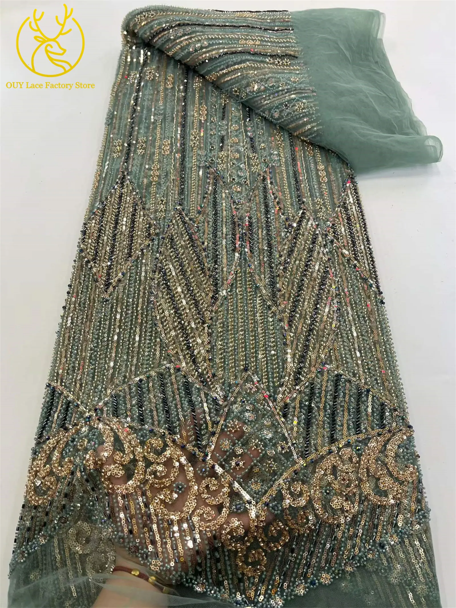 Hochwertiger, luxuriöser nigerianischer Perlen-Pailletten-Spitzenstoff im neuen Stil, weinroter afrikanischer Spitzenstoff, französische Spitze für Damen-Partykleider – Detail 8