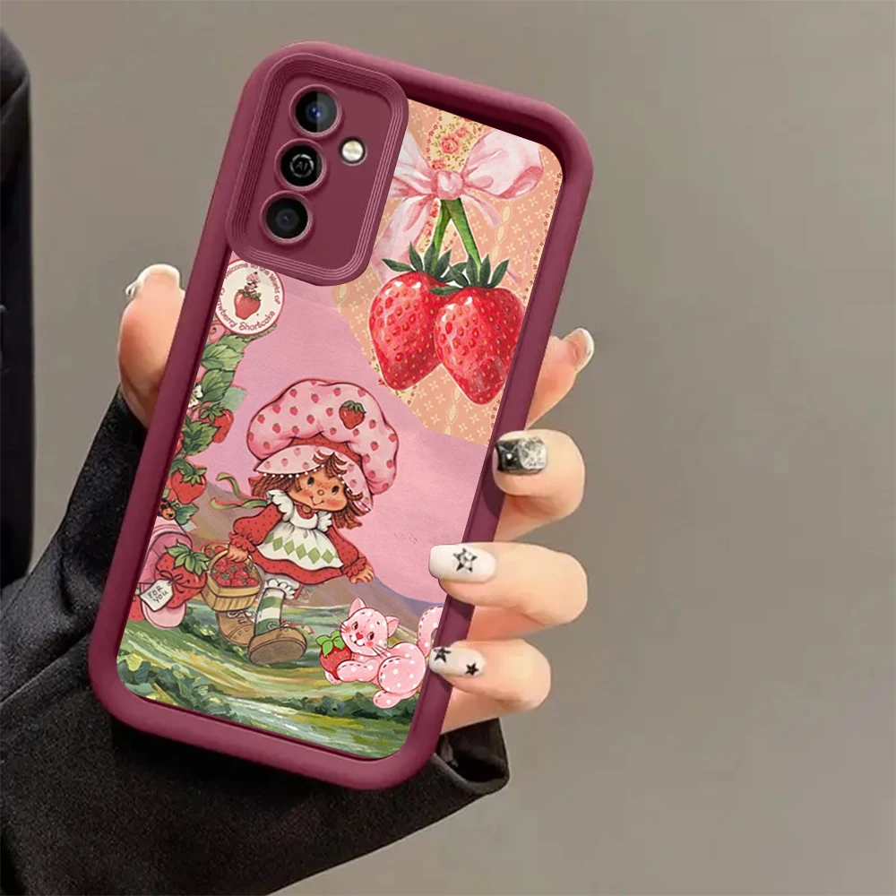 Cartoon Cute S-Strawberryes Ragazze FUNDA Cassa Del Telefono Per Samsung Galaxy S24 S23 S22 S21 S20 FE Ultra Plus 4G 5G Lens Circle