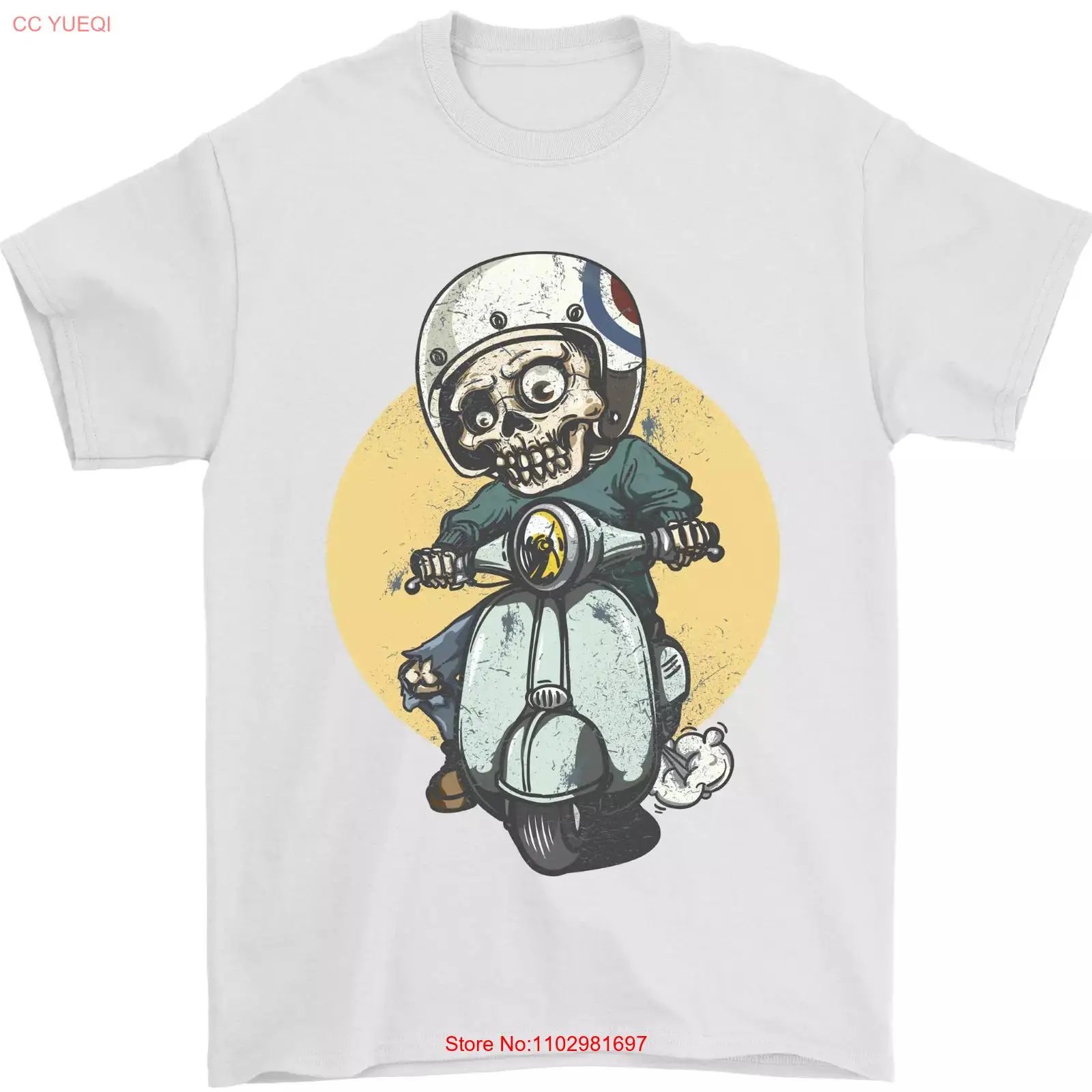 Mod Scooter Moped Skull Mens T-Shirt 100% Cotton