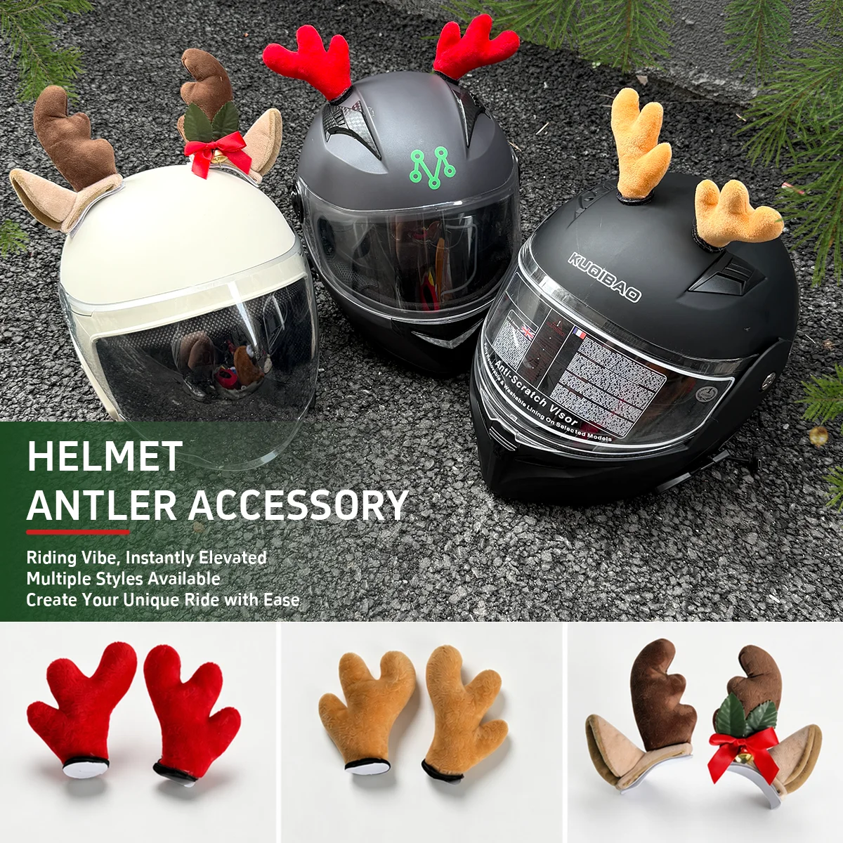 Christmas antler helmet decoration helmet horn cover full helmet decoration festive atmosphere Halloween 3