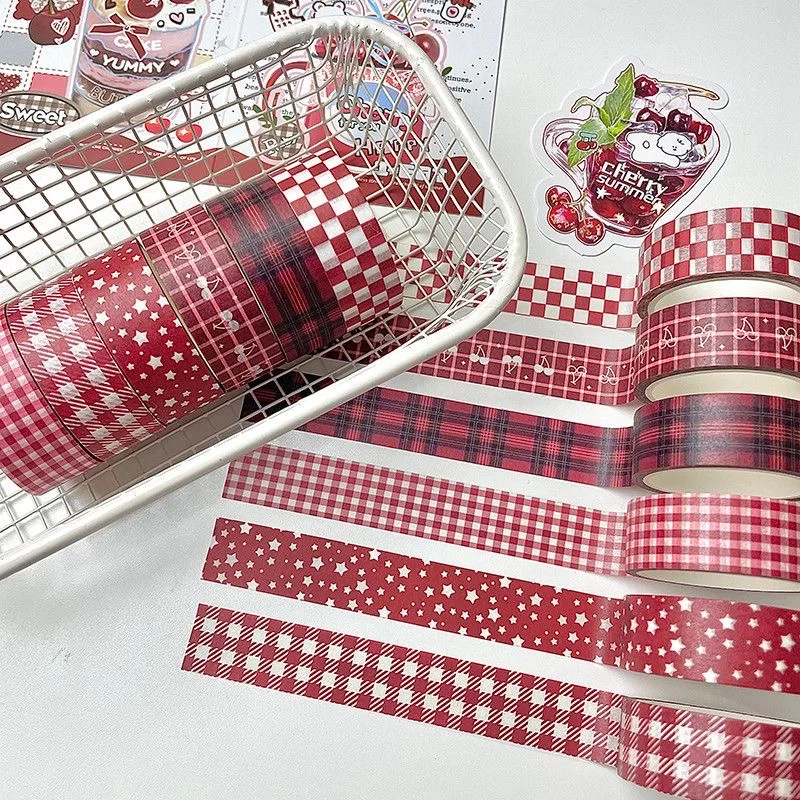 6pcs/lot Pink Brown Decorative Tape Cute Cartoon Creative Washi Tape School Stationery