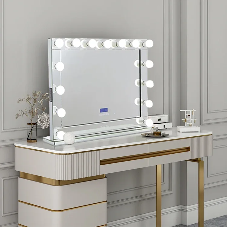 

Beauty dressing table lighted furniture vanity mirror hollywood makeup mirror with LED lights