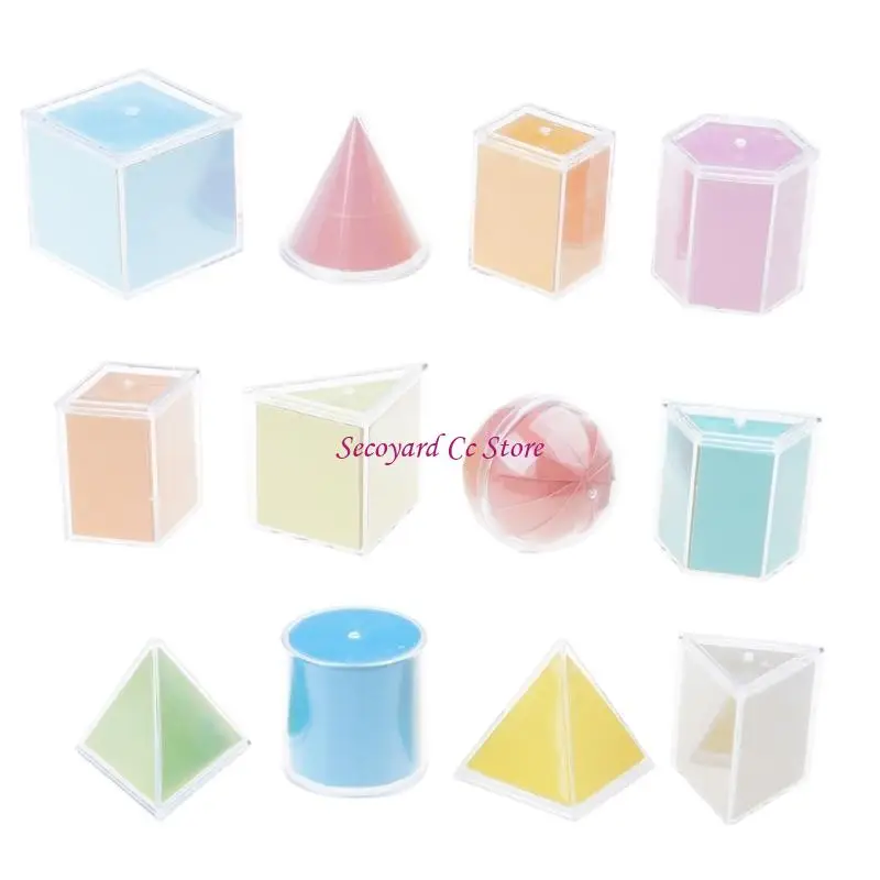 N3UC Clear Colorful Geometric Shapes Building Blocks Assembly Block Game Toy For Kid Preschoolers 3＋Developing Math Skills