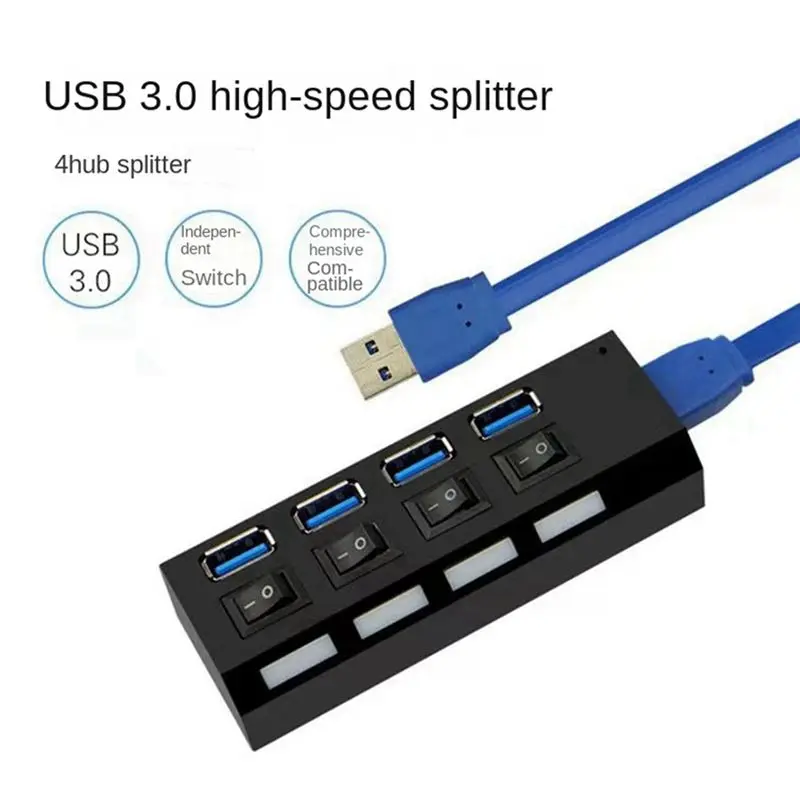 Ingenious-2X USB 3.0 Power Adapter 4 Ports Multi USB Splitter Hub 3.0USB Hub 50CM Cable Hub Docking Station US Plug