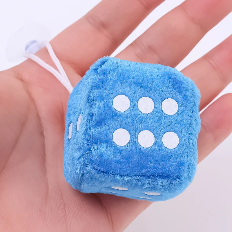 Car Plush Pendants Fuzzy Plush Dice Dots Rear View Mirror Cube Hanger Car Styling Car Accessories Interior Ornament