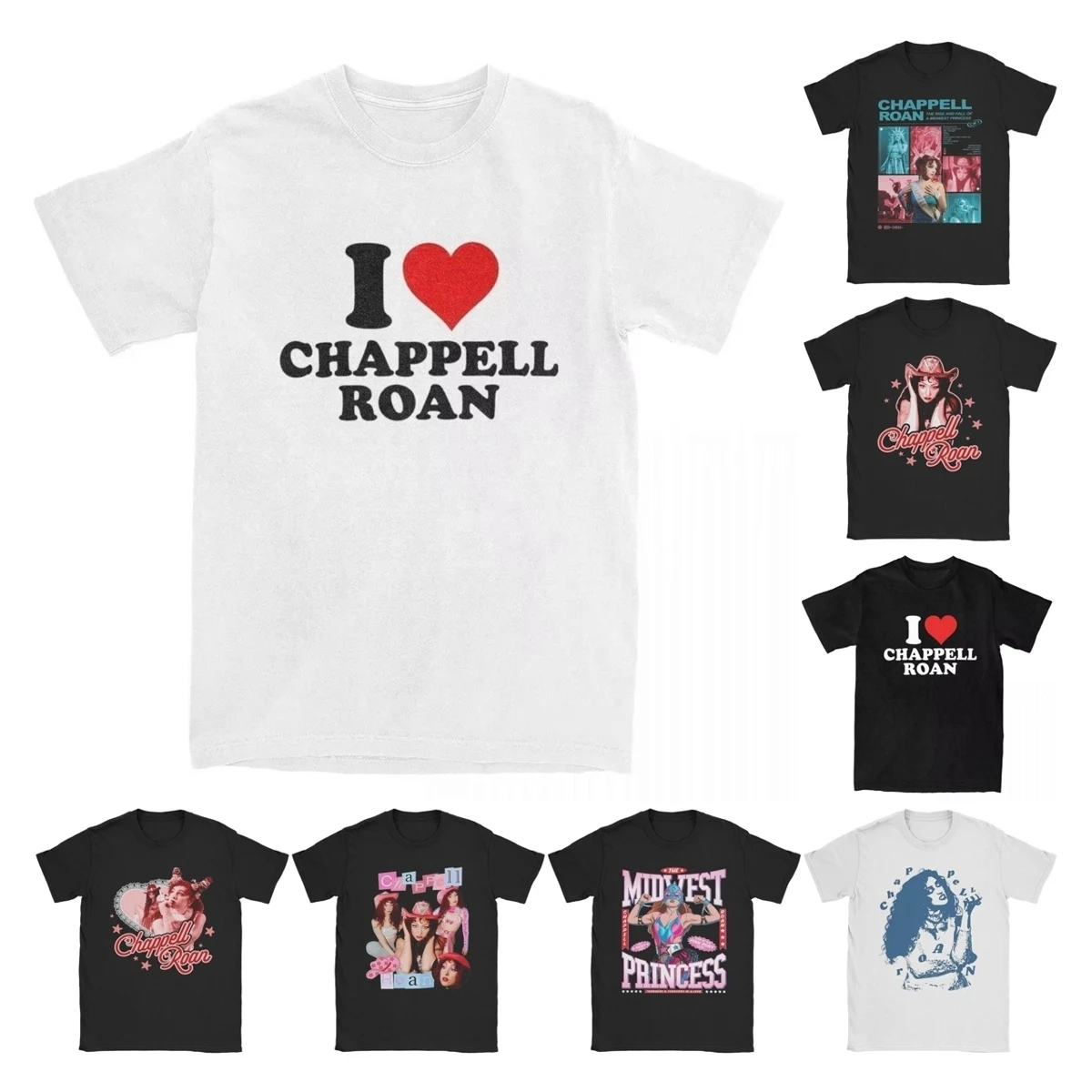 

Мужские футболки I Love Chappell Roan Crazy 100% хлопок, футболка с коротким рукавом, футболка с круглым вырезом, топы