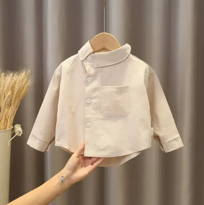 الاطفال قميص الملابس الربيع رقيقة البلوزات الملابس الرضع الصبي منقوشة القطن القمم 1 2 3 4 سنوات الاطفال طويلة الأكمام قميص