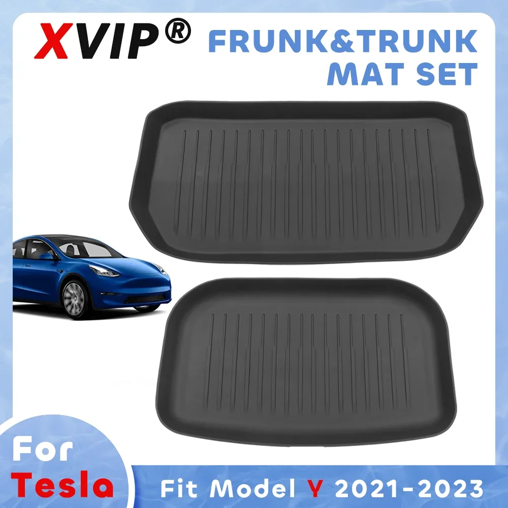 XVIP Frunk Rear Bottom Sub-Trunk Tray Rubber Cargo Liner Trunk Storage Lower Mats Anti-Slip Waterproof For Tesla Model Y 2021-23