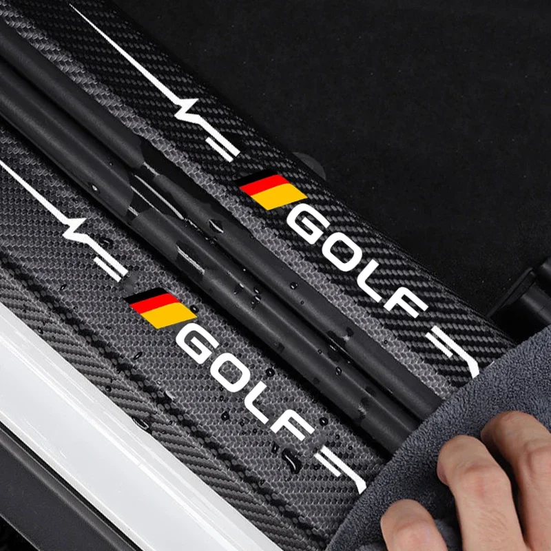 Carbon Fiber Car Interior for VW GOLF Car Door Sill Anti Kick Sticker Scuff Scratch Auto Door Threshold Strip Tape Accessories