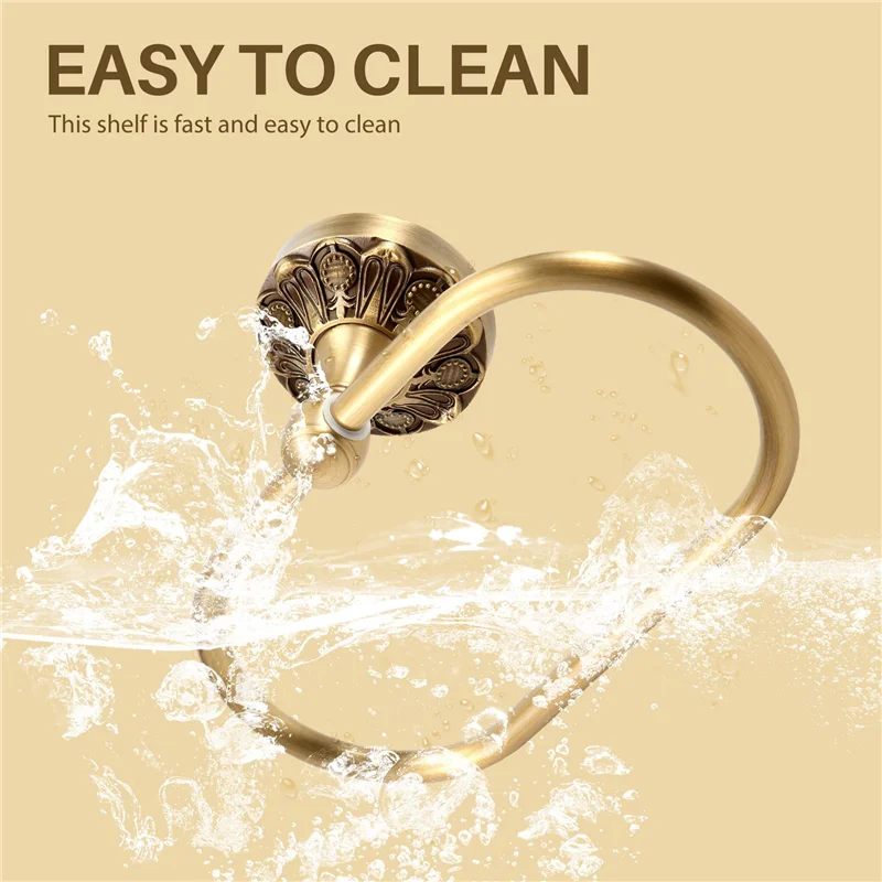 【HOT】Antique Towel Ring Vintage Brass Luxury Bronze Bathroom Bath Towel Holders Wall Mounted Towel Hanger For Bath Accessory