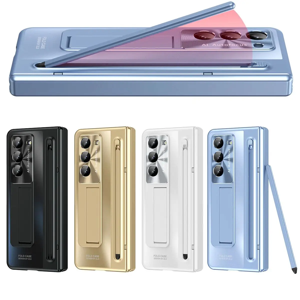 

With Touch Pen Case For Samsung Galaxy Z Fold 6 5 4 3 360 Full Screen Protector Tempered Glass Film Folding Cover