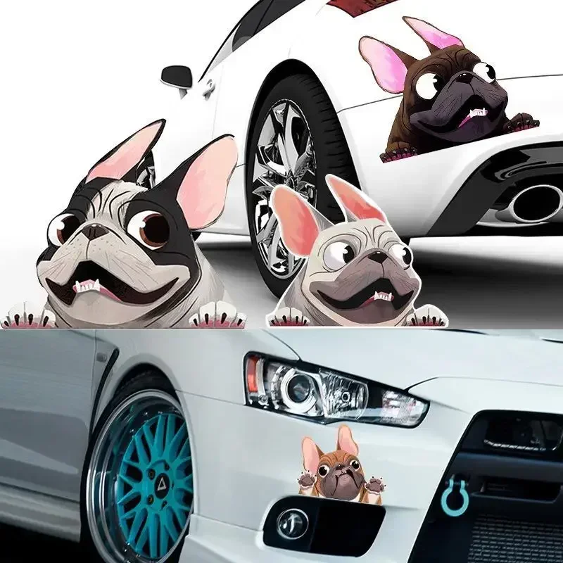 Motorcycle French Bulldog Windscreen Vinyl Decal Decor Waterproof Creative Car Stickers Decoration 12*10cm Styling Cartoon Dog