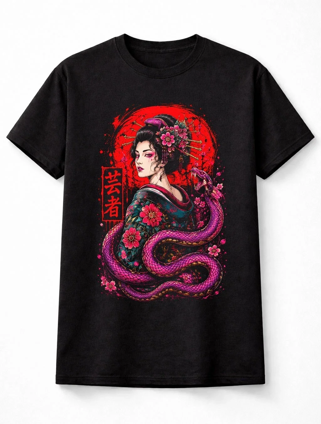 Geisha Snake Japanese Anime Manga Samurai Unisex T-Shirt