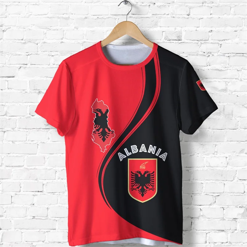 NONE Trikot Fußball Albanien Trikot 2024 Fußballmannschaft T-Shirt Großhandel 3D Albanien Flagge Grafik T-Shirts albanische Emblem T-Shirts 5