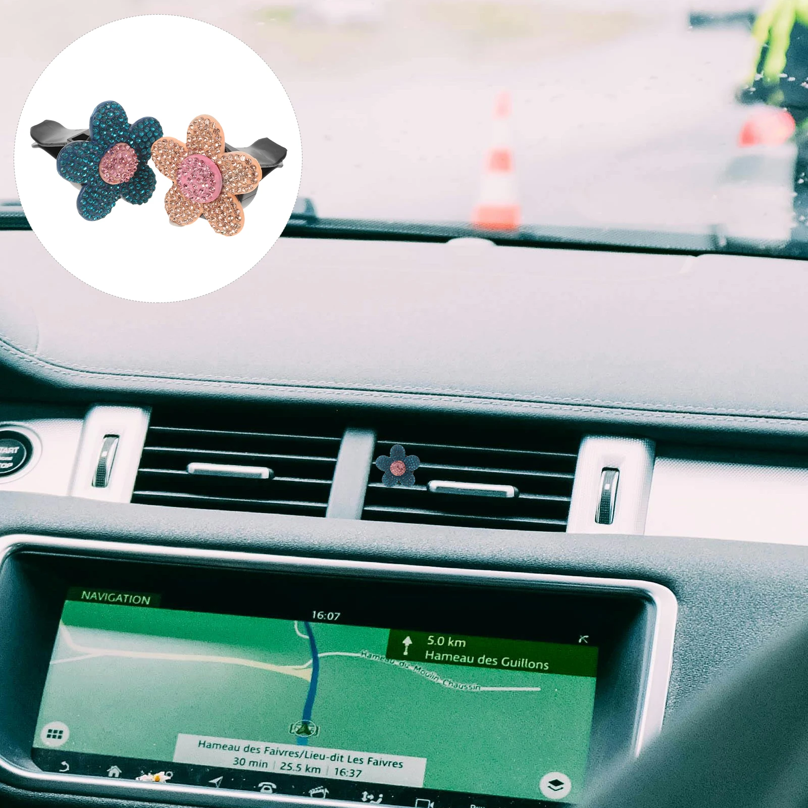

2Pcs Car Air Vent Clip Pink Rhinestone Daisy Freshener Ballet Girl Decor Accessories Car Interior Aroma Diffuser