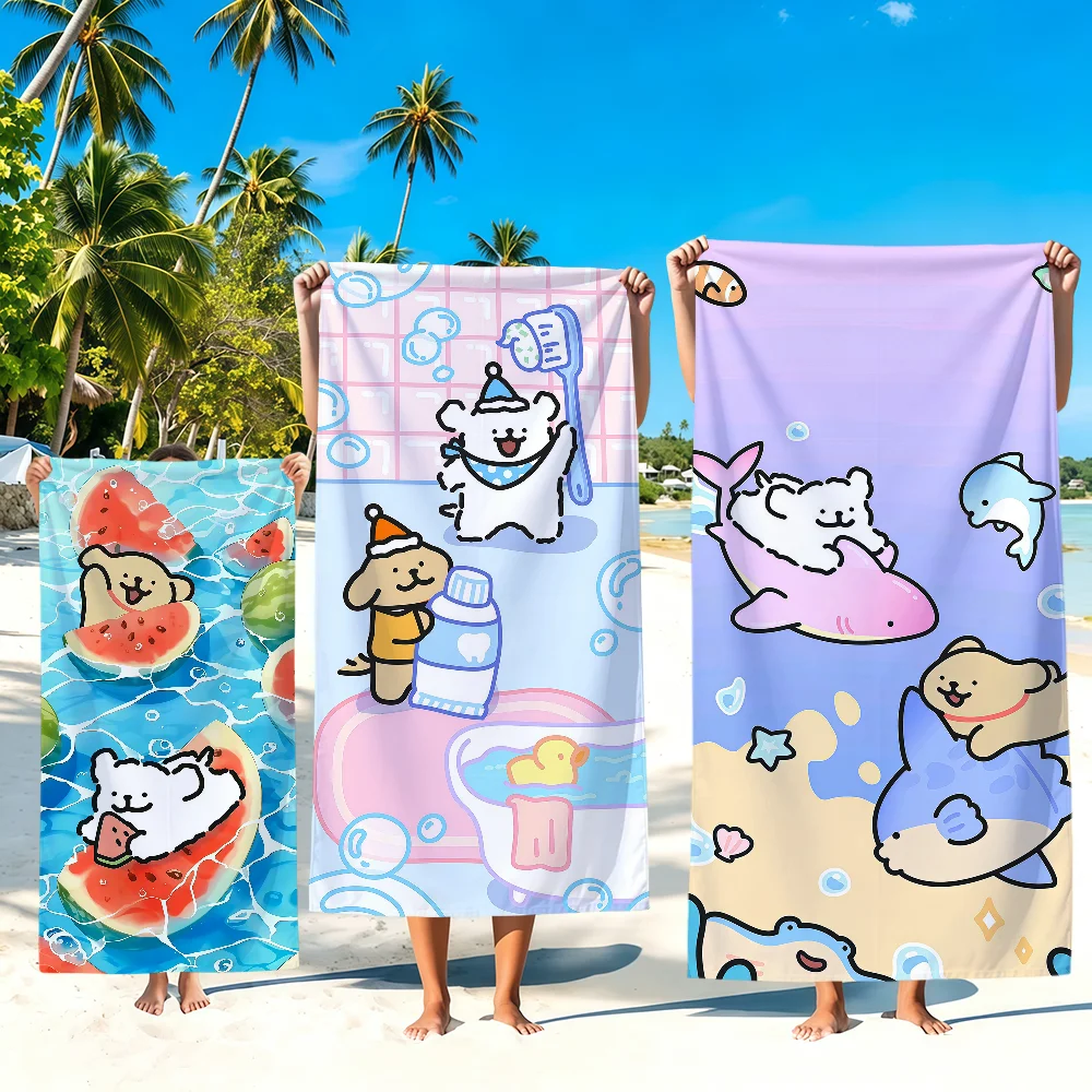 kawaii cute cartoon art m-Maltese Line Puppy soft Beach Towels Trip swim Pool bathing Towel Gym Spa home Decor Gift Holiday