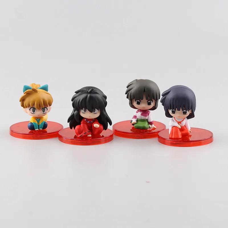 4Pcs/1Set Inuyasha Anime Figure Higurashi Kagome Miroku Sango Action Figure Q Version Toys Pvc Model Doll Gifts for Kids