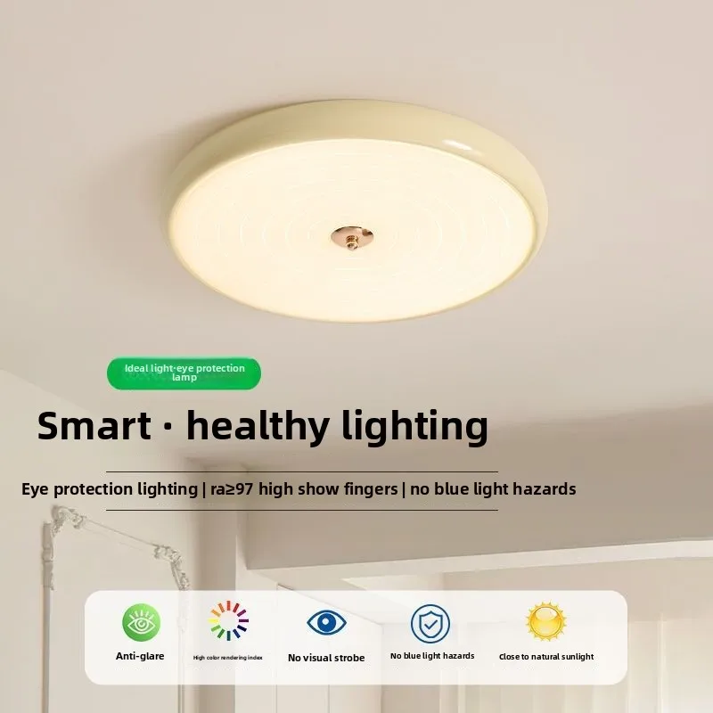 French Cream Style Ceiling Light Modern Minimalist Vintage Ultra Thin Round  Light for Bedroom Study Balcony