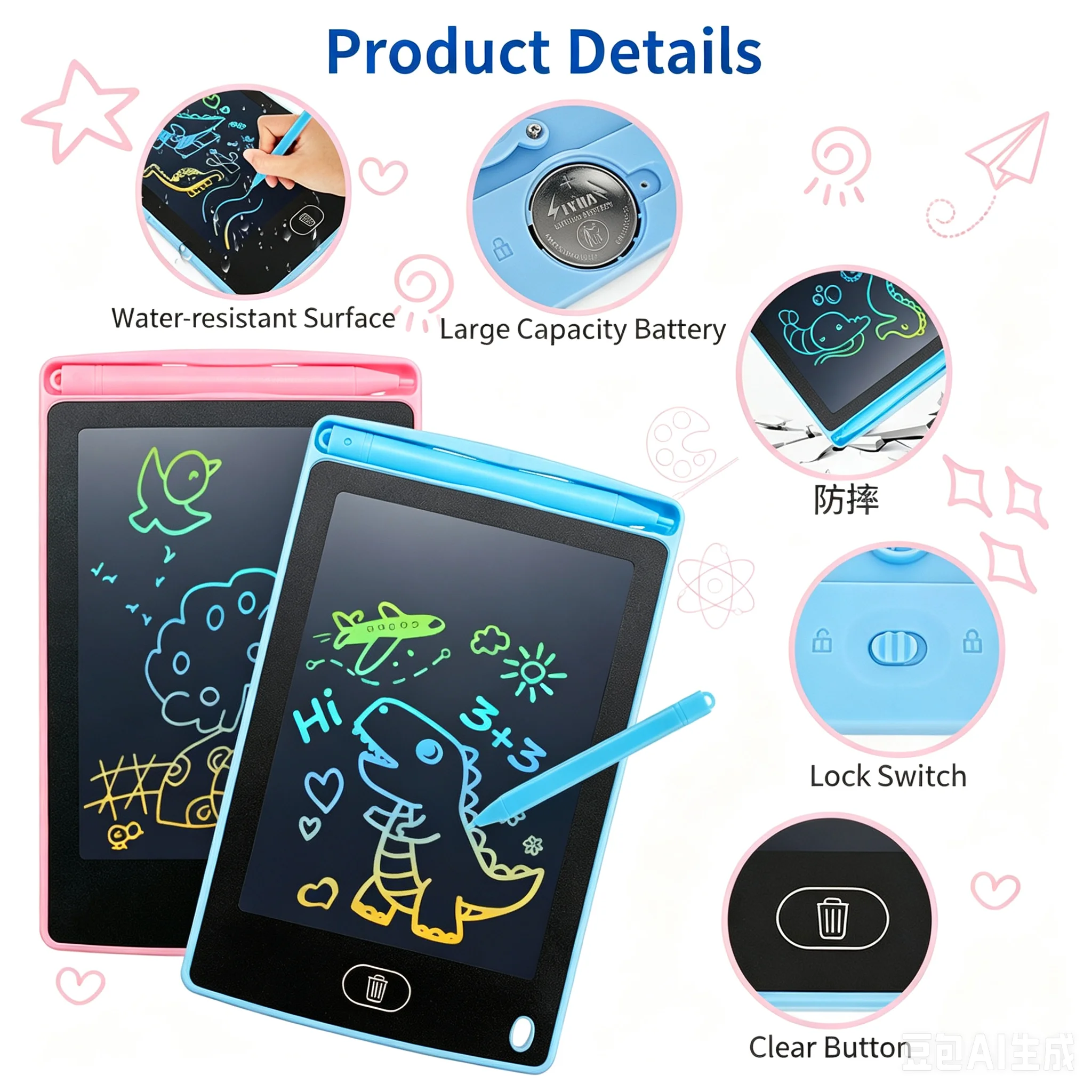 6.5 inch LCD Writing Tablet Drawing Board Montessori Educational Drawing Toys Kids Students Magic Blackboard Toy Christmas Gift