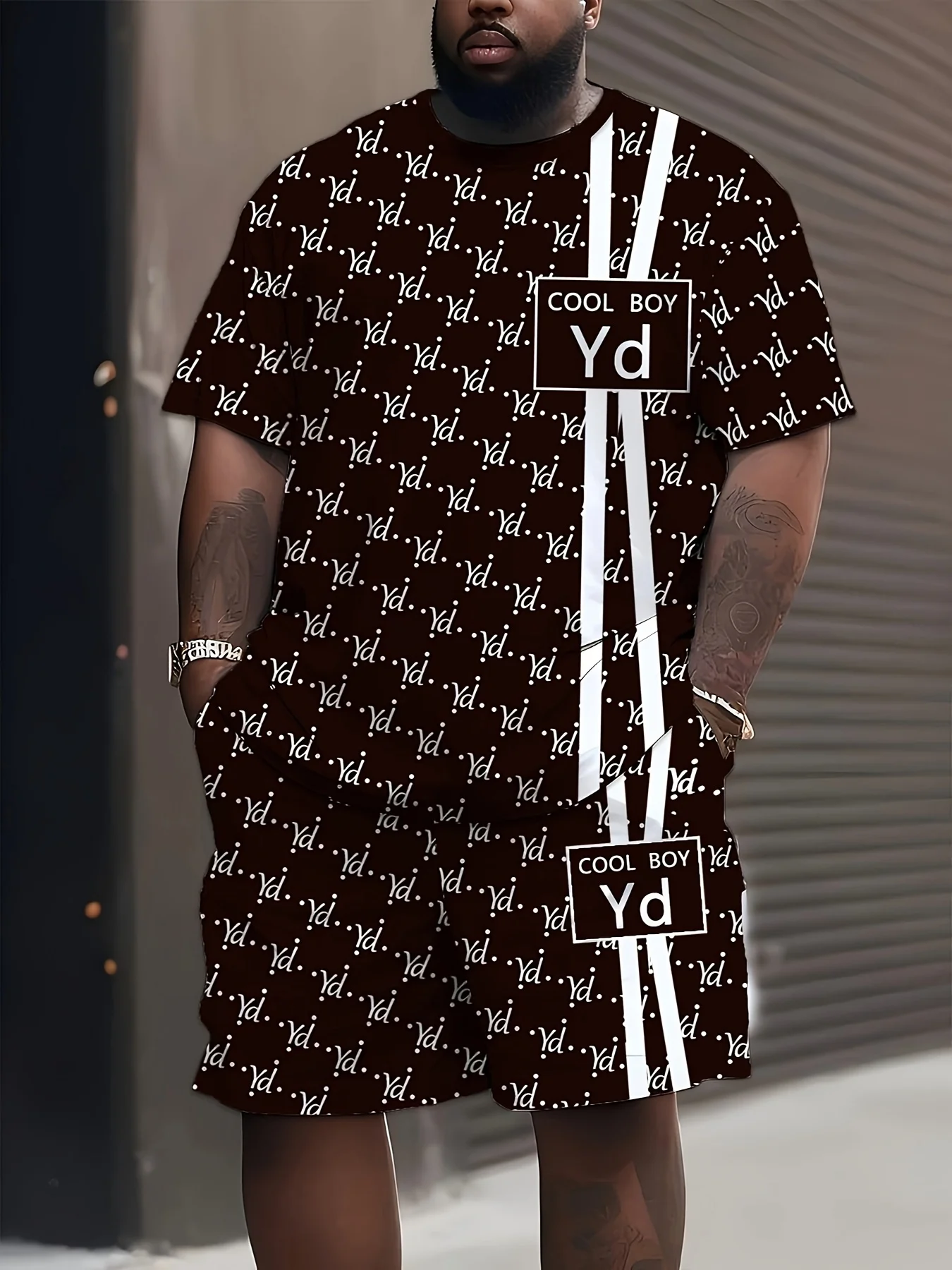 

Летний мужской повседневный трендовый комплект с принтом, футболка и шорты, дышащий, быстросохнущий, удобный спортивный мужской костюм, одежда COOL BOY