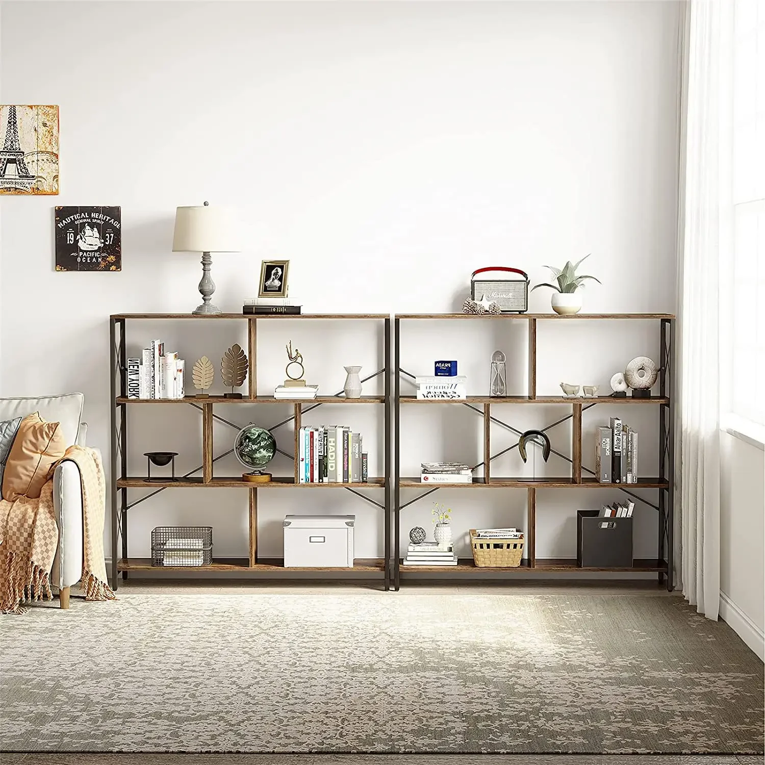 

-Wooden Book Shelf Bookcase Display Storage Cabinet Furniture For Home Office