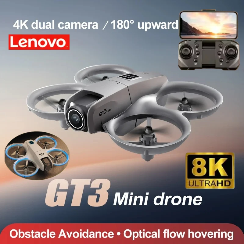

Lenovo GT3 Drone 4.3" Screen Dual Cam Optical Flow Localization Obstacle Avoidance LED Light RC Quadcopter Kids Toy Gift