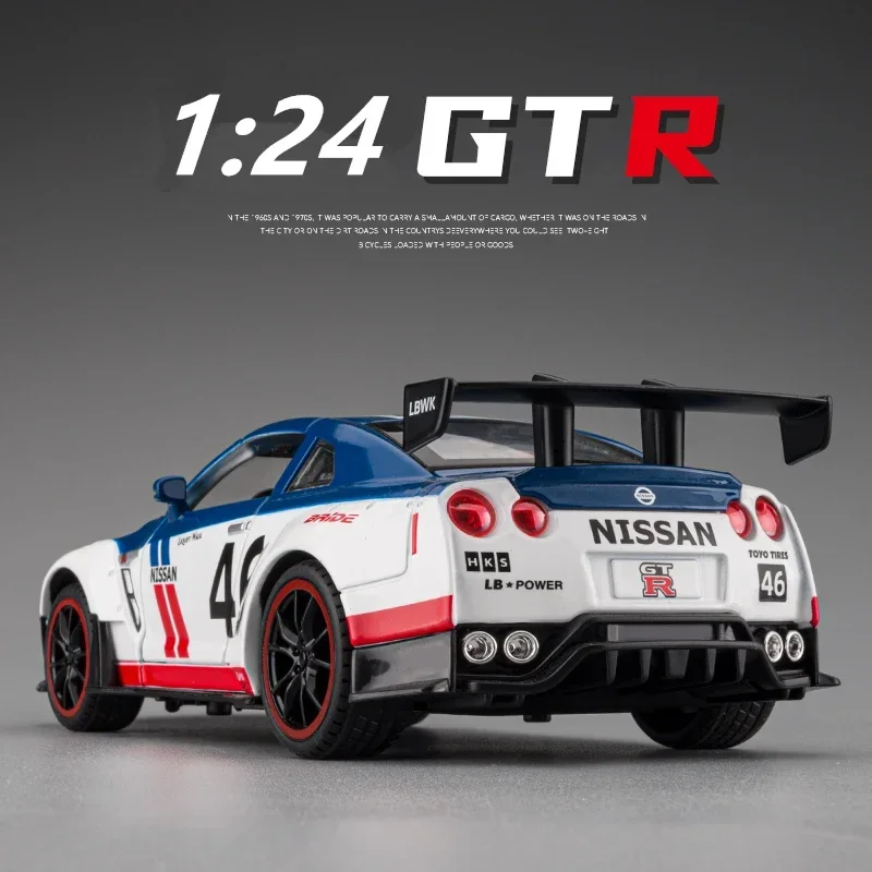 1:24 God Of War Nissan Skyline GTR R34 R35 Alloy Sports Car Model Diecasts Metal Racing Car Model Sound and Light Kids Toys Gift