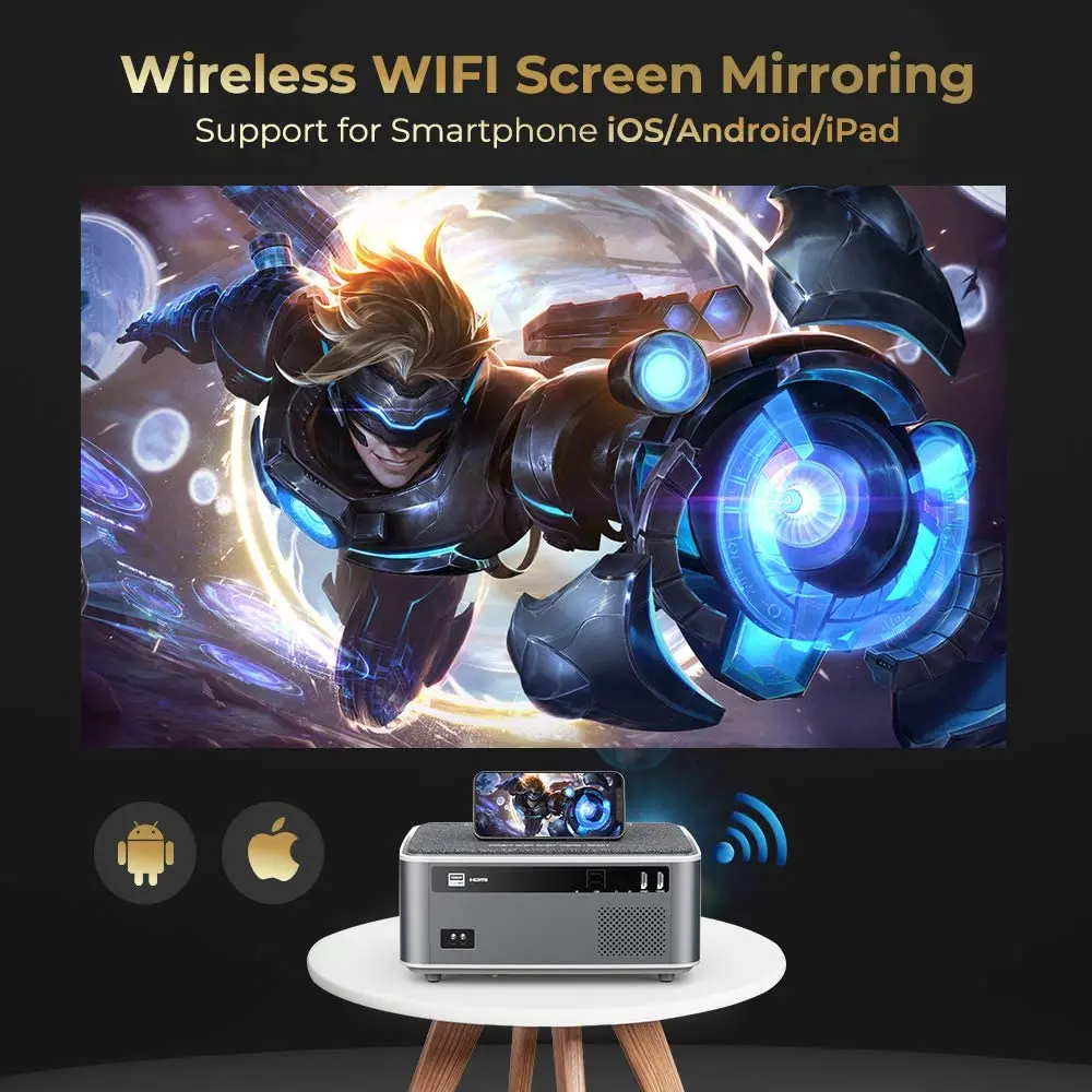 4 Inch Mini 1080p Wifi Smart Mobile  Home Theater Projectors For Indoor Or Outdoor