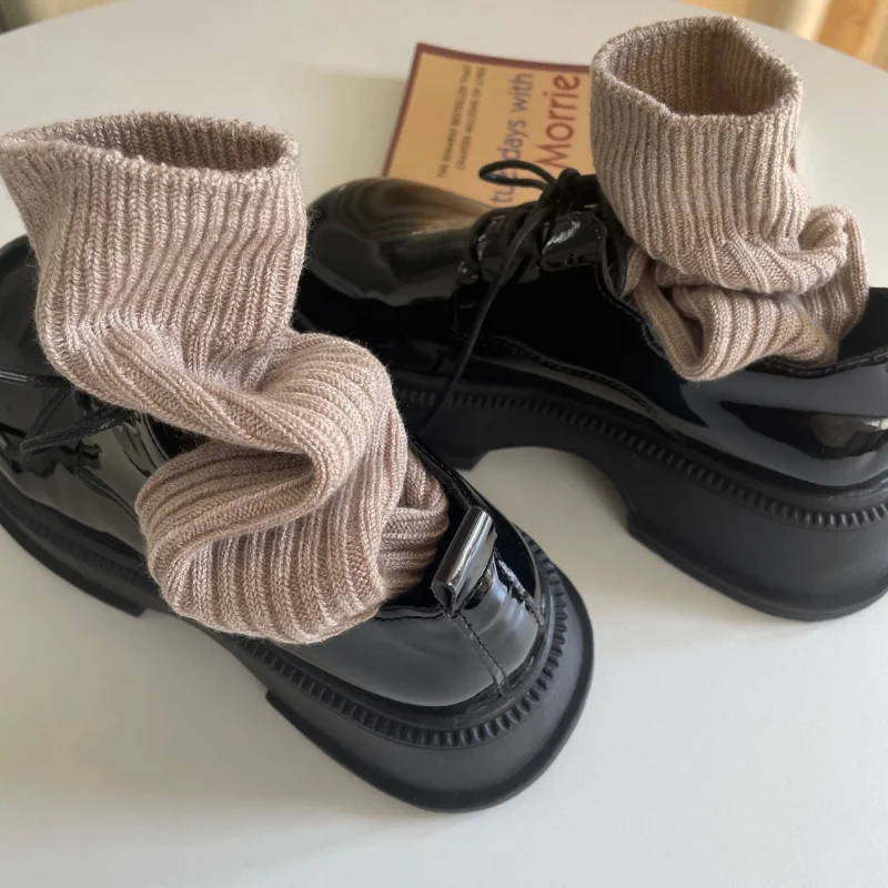 Dongdaemun الكورية بوس LadyMIUSimple نمط مضلع التخسيس تنوعا بلون الصوف فوق الركبة عالية الجوارب