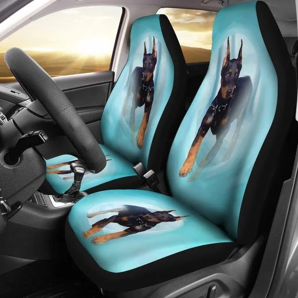 2pcs Doberman Pinscher Dog Print Car Seat Covers