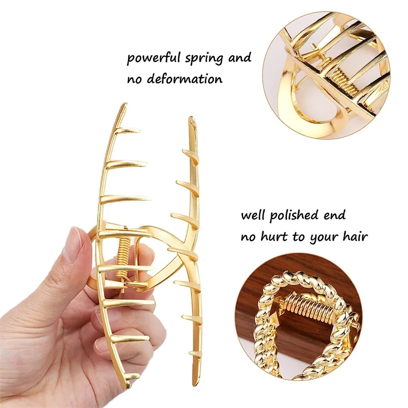 Strong Hold Metal Hair Claw Clips for Thick and Heavy Hair - Non-Slip Hair Jaw Clamp for Long Hair - Fashionable Hair Styling Ac