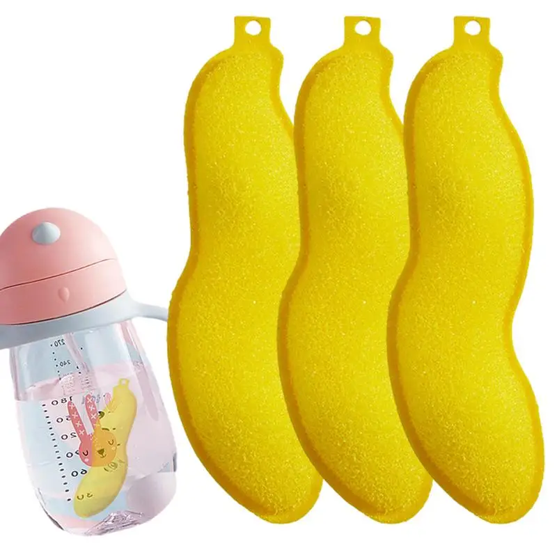 Household kitchen Cleaning Tool multi color Beans Shaped Bottle Cleaner Heat Resistance Bottle Sponge For Internal Scrub Clean