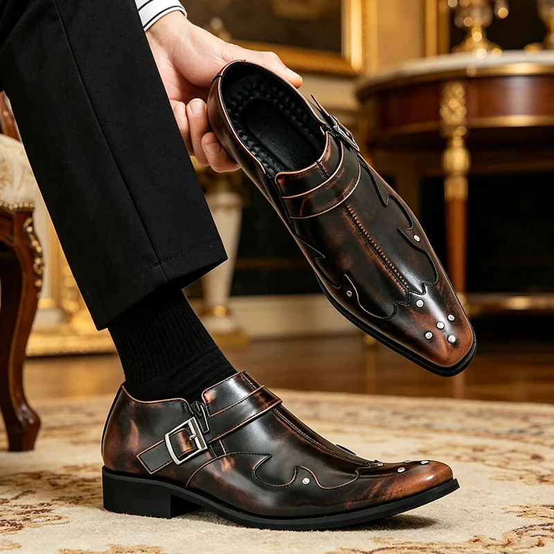 Men Formal Wear Purple - Мужские деловые туфли-броги 38-46 размера, черные