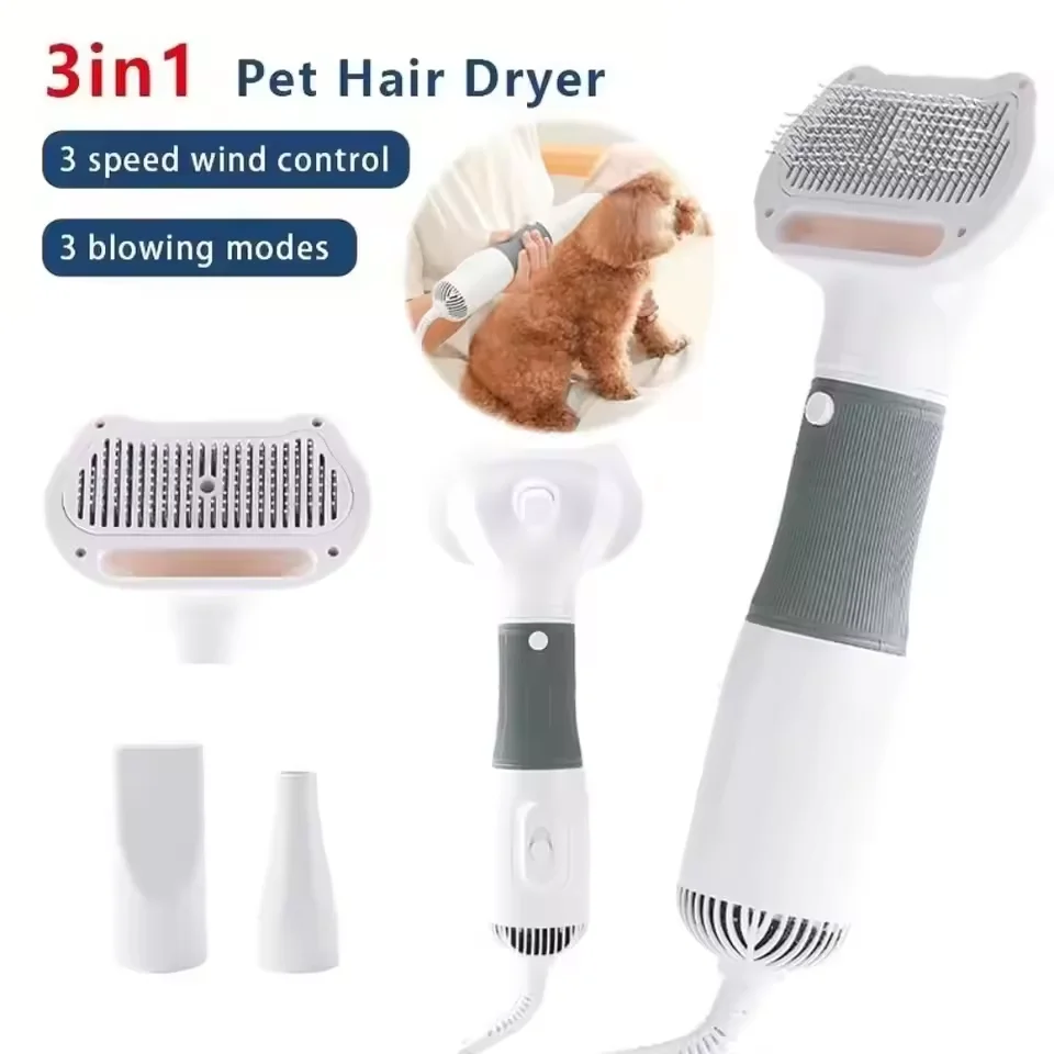 3in1ペットドッグドライヤー-静音ドッグヘアドライヤー＆コームブラシ-グルーミング子猫猫ヘアコーム-子犬毛ブロワー-テディヘアコーム-ビューティー
