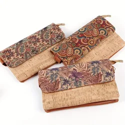 2pcs Messenger Bags Cork Leather Cashew Nut Leaf Printing Flap Cover Large Capacity Handbag